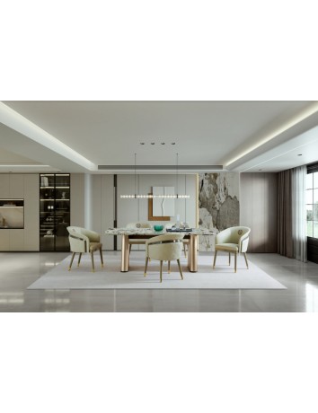 AK3675香檳金珍珠金屬漆奢石餐桌1.6m/1.8M/2.0M/2.2M/2.4M可訂製