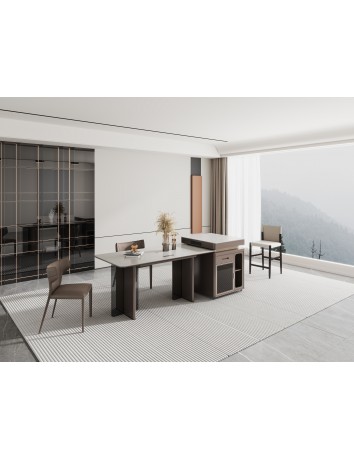 AK3677岩板島台櫃/岩板中島餐桌/岩板功能中島櫃附茶藝爐