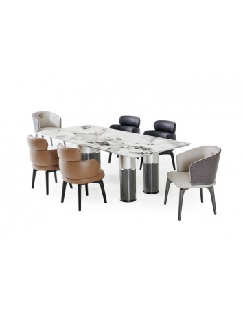 AK5019銀白珍珠亮光清漆大理石餐桌 1.8M/2.0M/2.2M/2.4M 可訂製