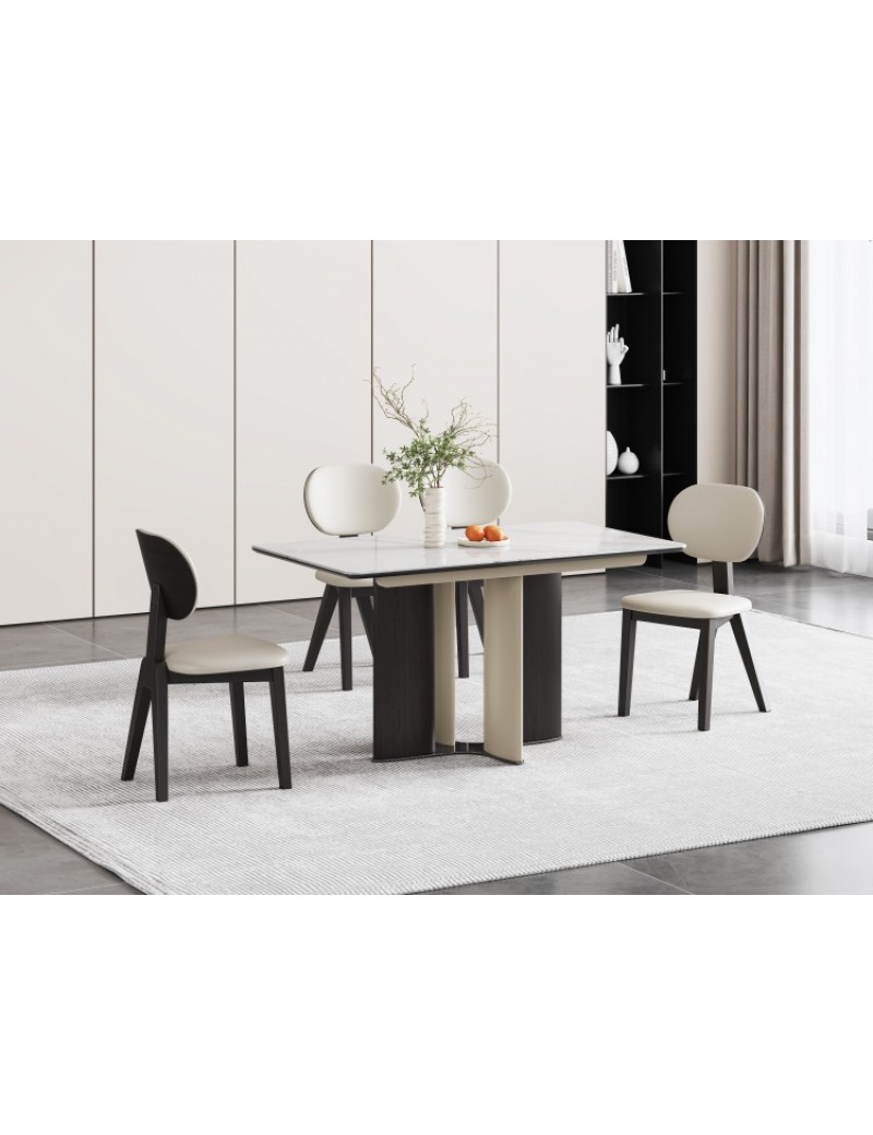 B5635亮光白冰玉大理石餐桌1.4m / 1.6m