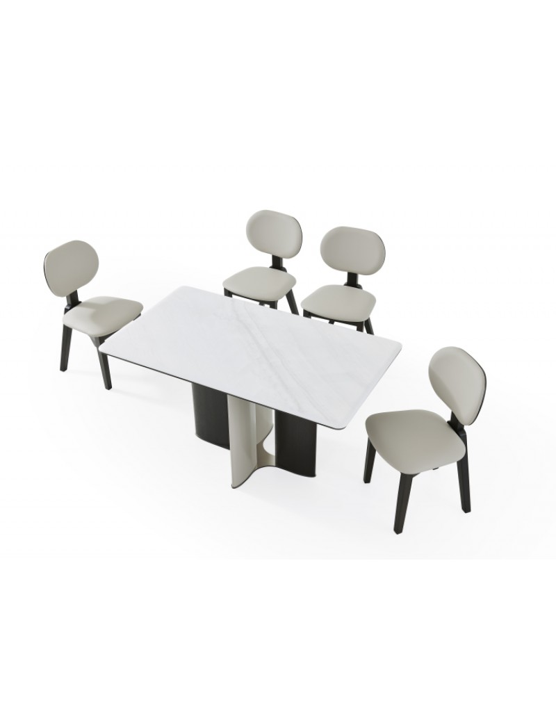 B5635亮光白冰玉大理石餐桌1.4m / 1.6m