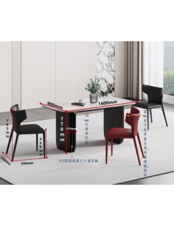 D5023香雪梅大理石餐桌1.6m