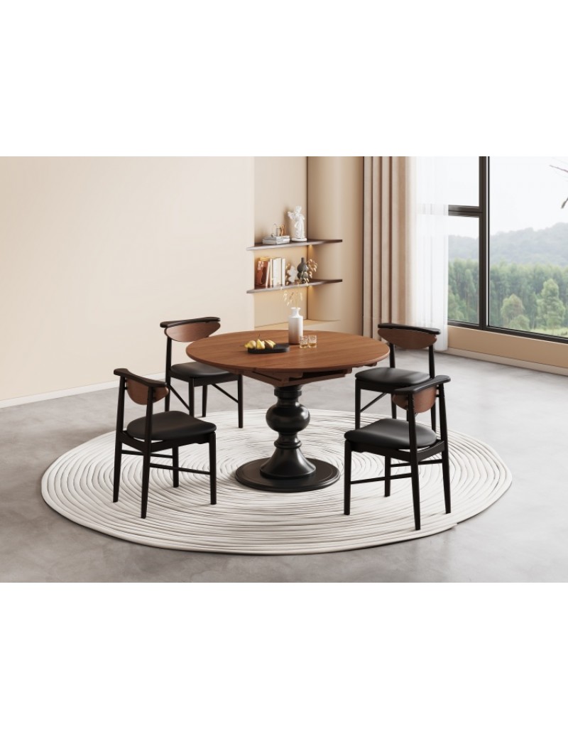 D5027黑色珠光+琥珀褐色餐桌