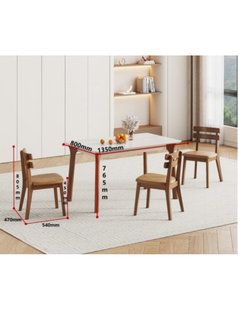 D5033米灰洞石肌膚冰彩石餐桌1.35m