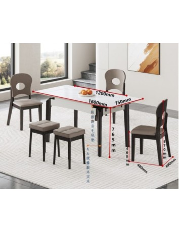 D5038天鵝絨冰彩石餐桌1.6m