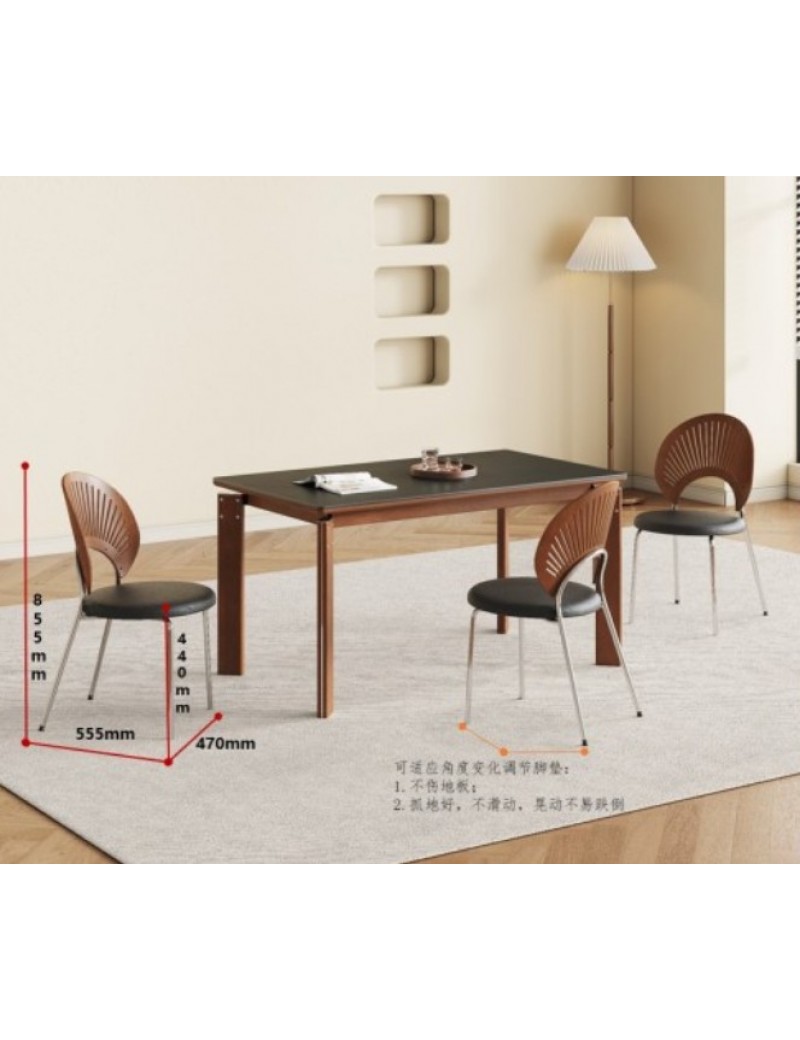 D5059霧面純黑岩板餐桌1.4m