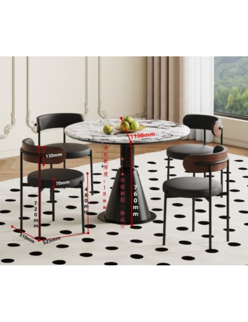D5063寶格麗白大理石餐桌Φ1.1m