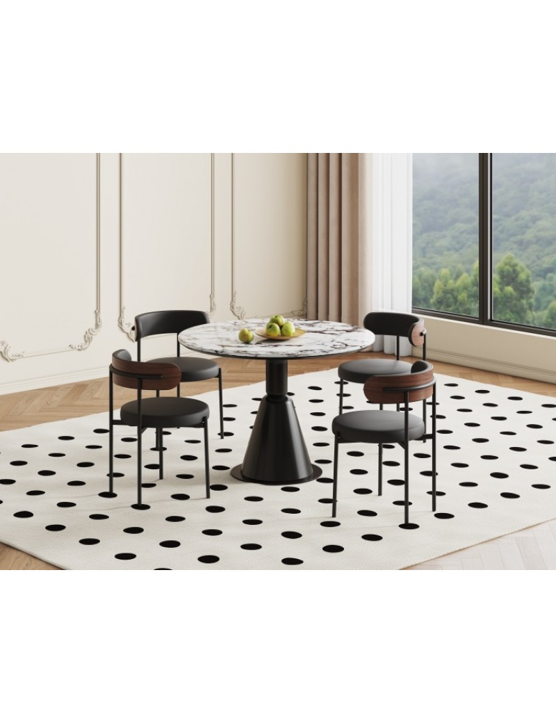 D5063寶格麗白大理石餐桌Φ1.1m