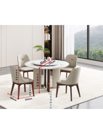 D5068寶格麗灰冰彩石餐桌Φ1.35m