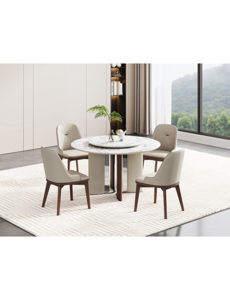 D5068寶格麗灰冰彩石餐桌Φ1.35m