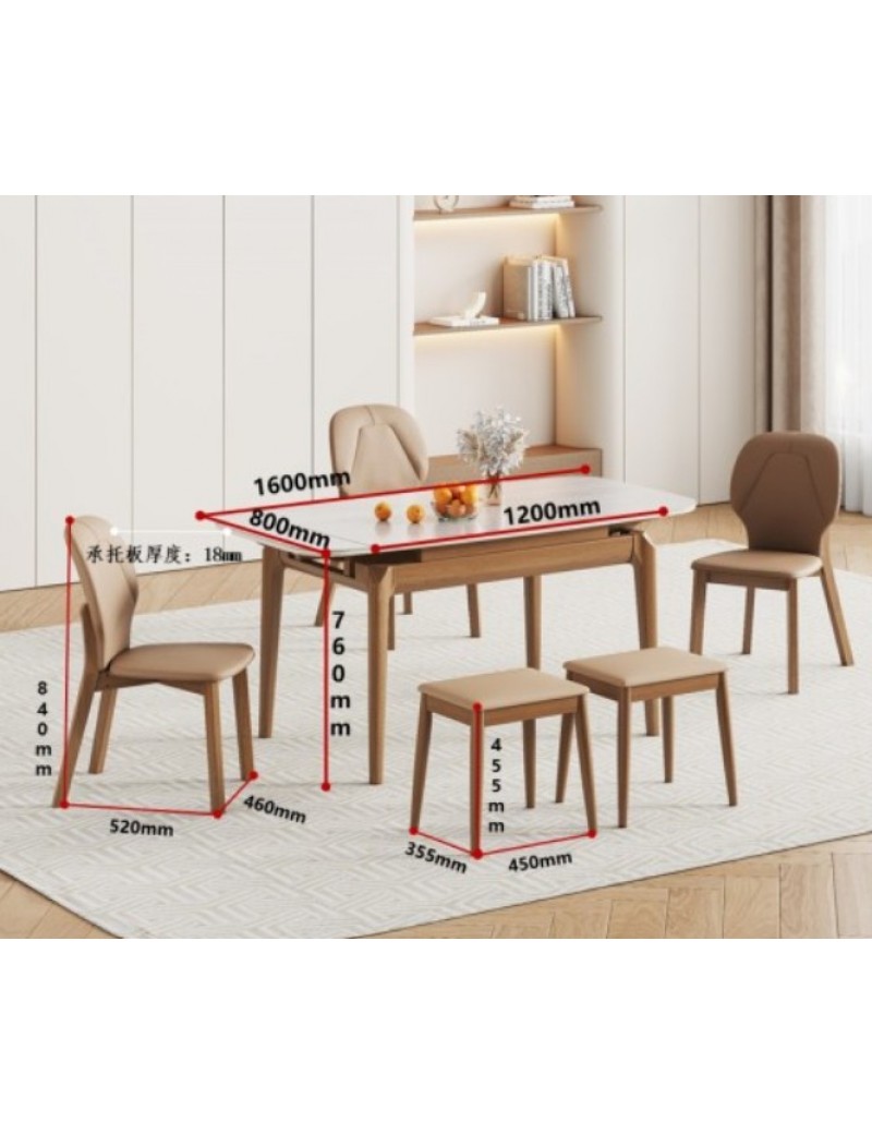 D5089灰洞石肌膚冰彩石餐桌1.6m