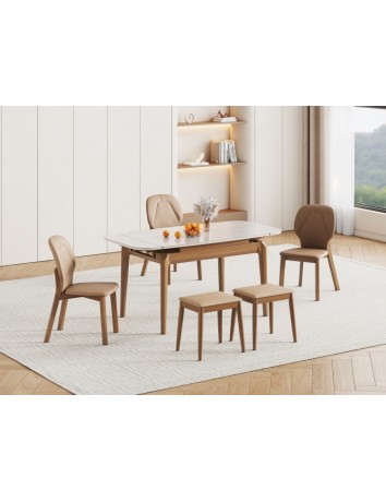 D5089灰洞石肌膚冰彩石餐桌1.6m