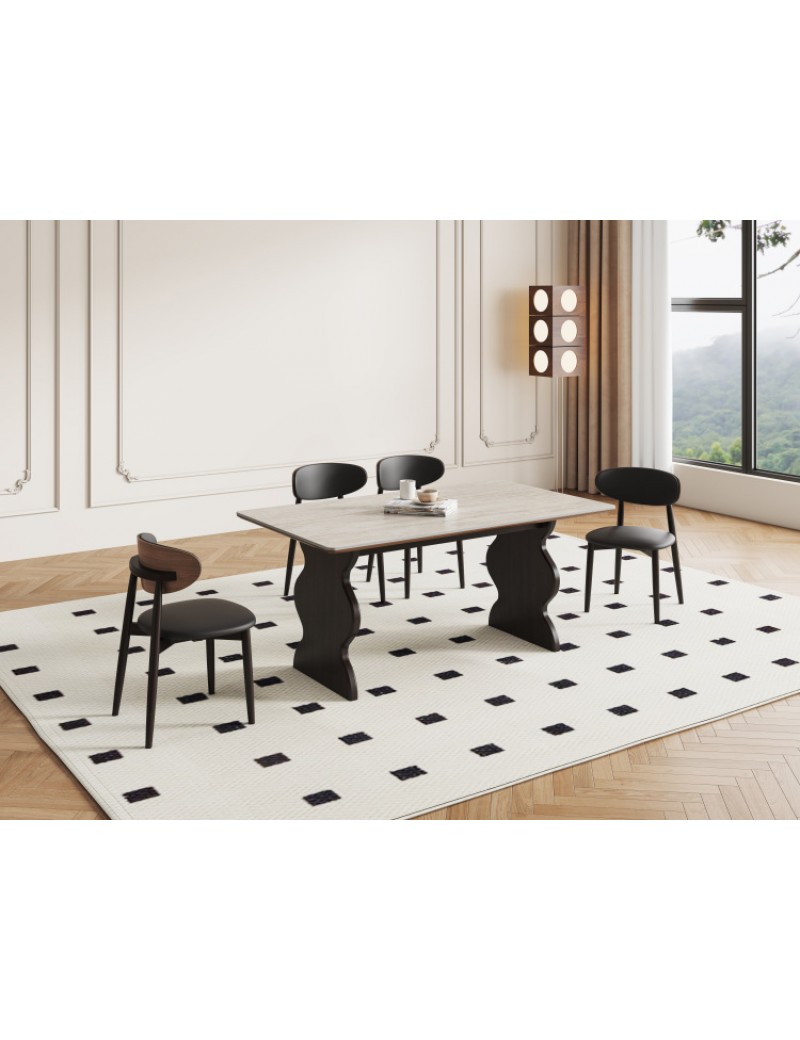 D5611白洞石岩板餐桌1.6m