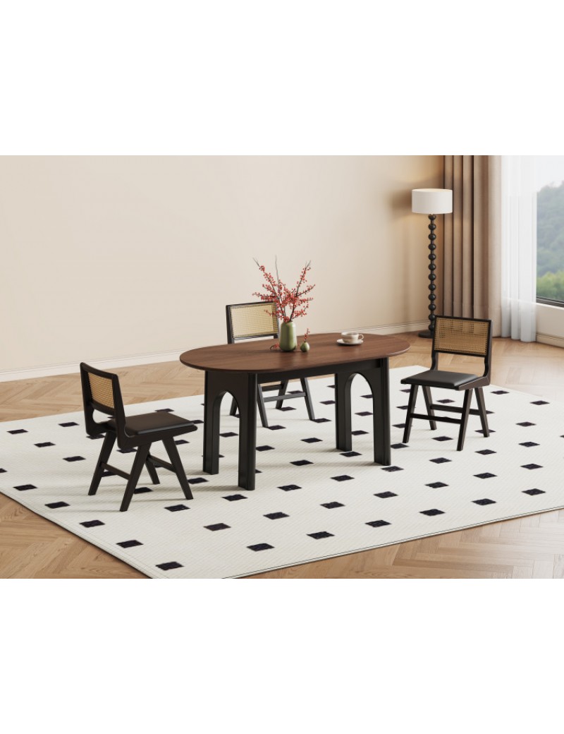 D5669黑色珠光+琥珀褐色餐桌1.6m