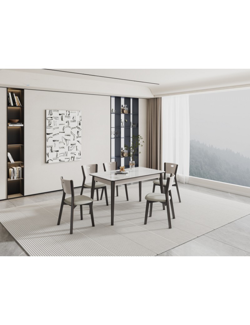 X3388A流雲白冰彩石餐桌1.2m/1.3m/1.4m