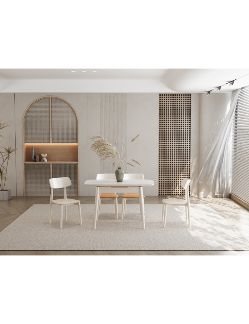 X3632S霧面純白岩板餐桌