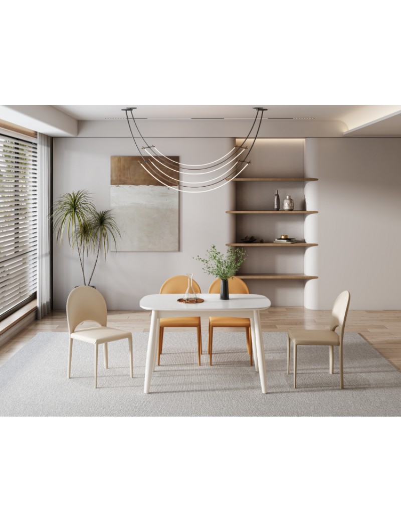 X3646霧面純白岩板餐桌