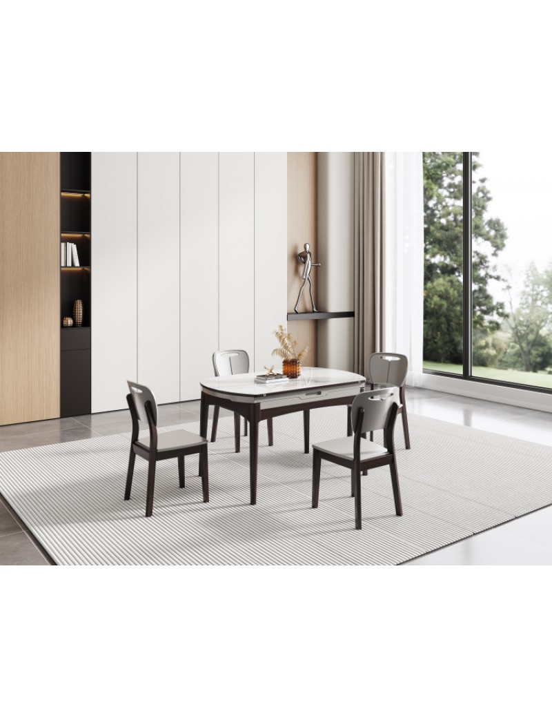 X8822灰高山流水蒙砂玻璃餐桌1.3m