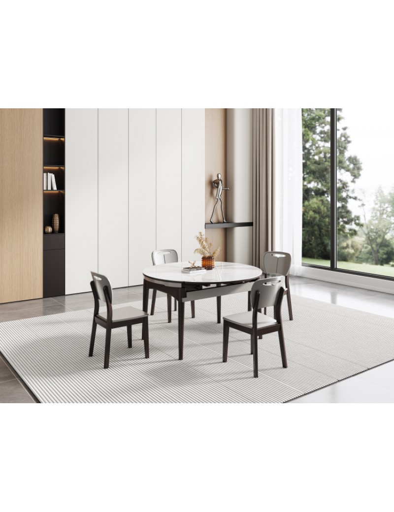 X8822灰高山流水蒙砂玻璃餐桌1.3m