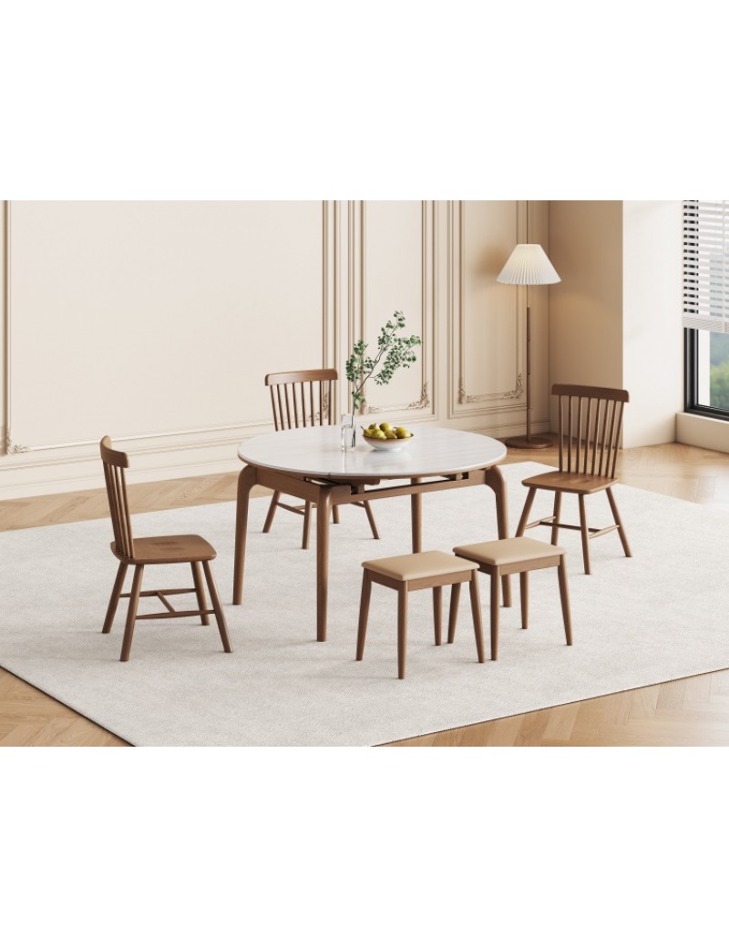 X9905灰洞石亮光冰彩石餐桌1.3m