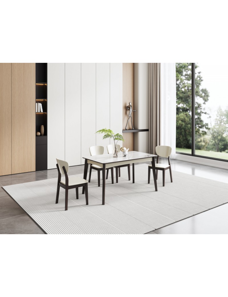 X9911灰高山流水亮光玻璃餐桌1.3m