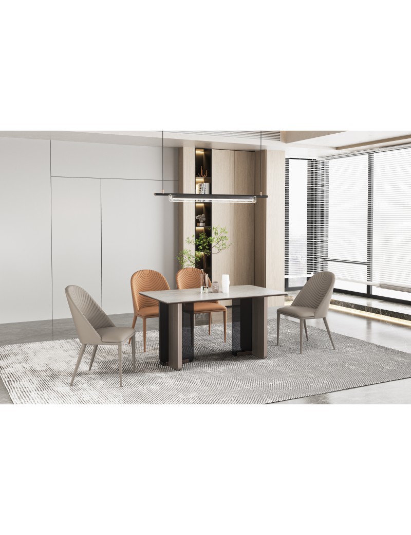 Z3322淺灰色岩板火鍋餐桌1.4m