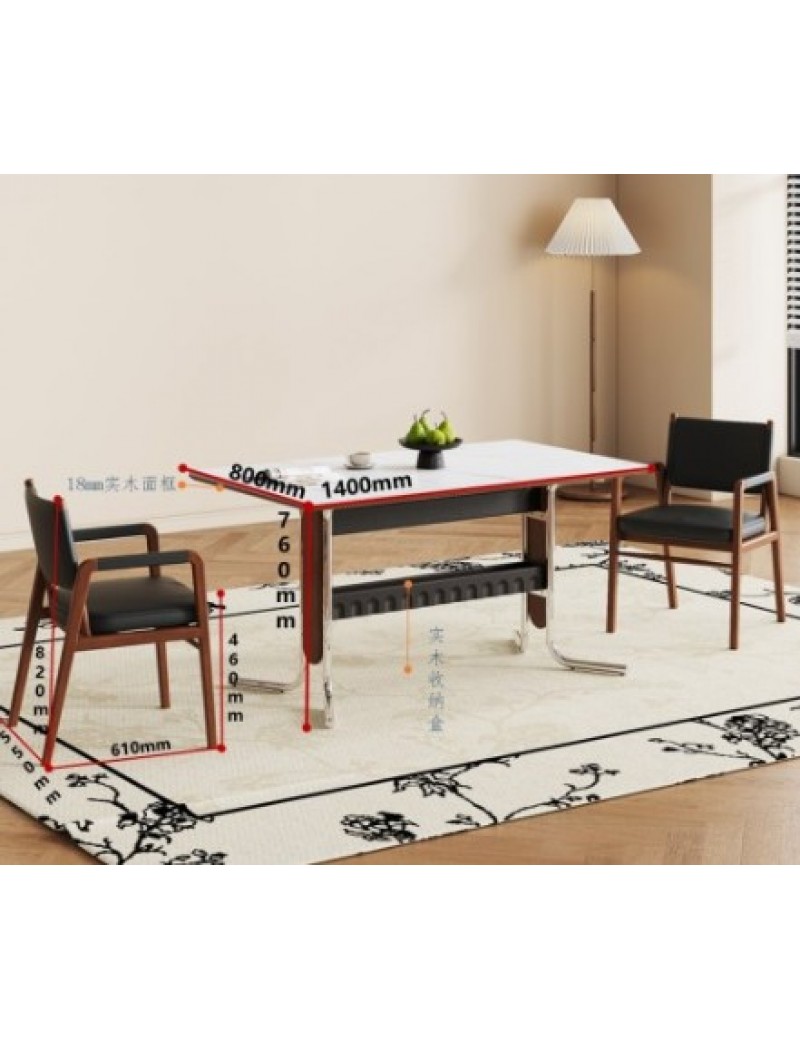 Z5001亮光納斯膚白岩板餐桌1.4m