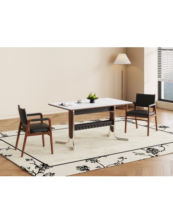 Z5001亮光納斯膚白岩板餐桌1.4m