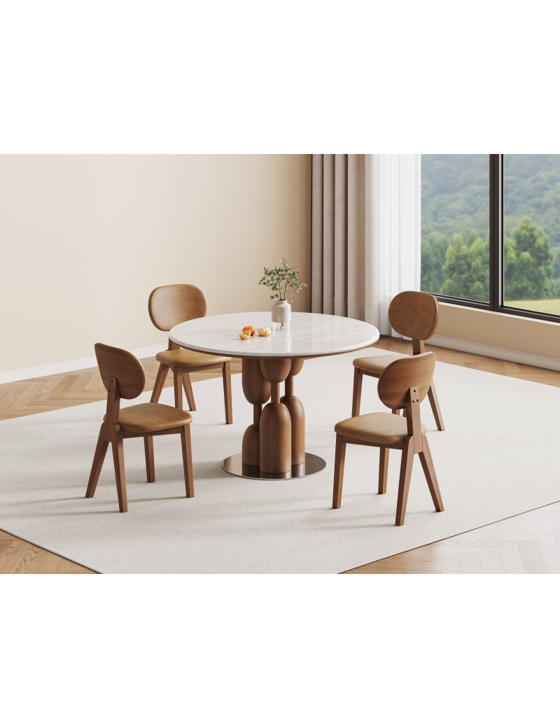 Z5010白洞石大理石餐桌Φ1.2m