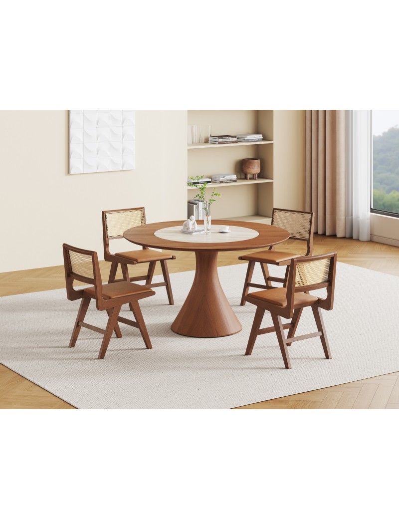 Z5022白洞石岩板餐桌Φ1.35m