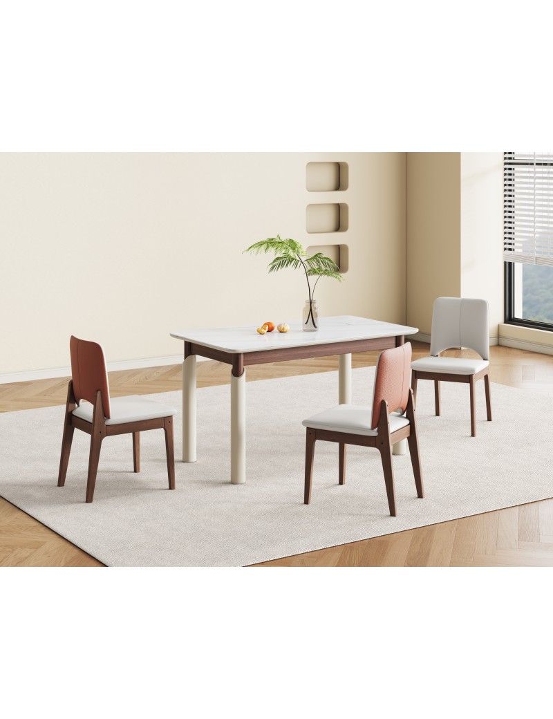 Z5030亮光流雲白冰彩石餐桌1.4m