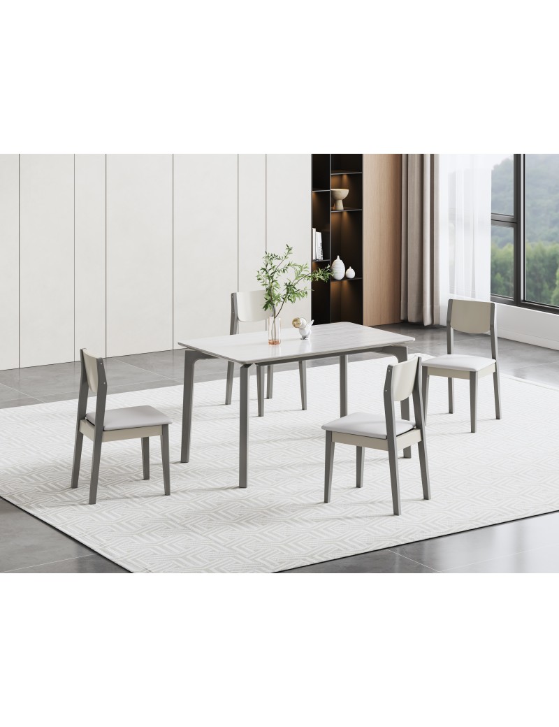 Z5052灰洞石亮光冰彩石餐桌1.3m