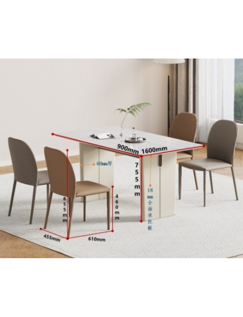 Z5058灰洞石亮光冰彩石餐桌1.6m