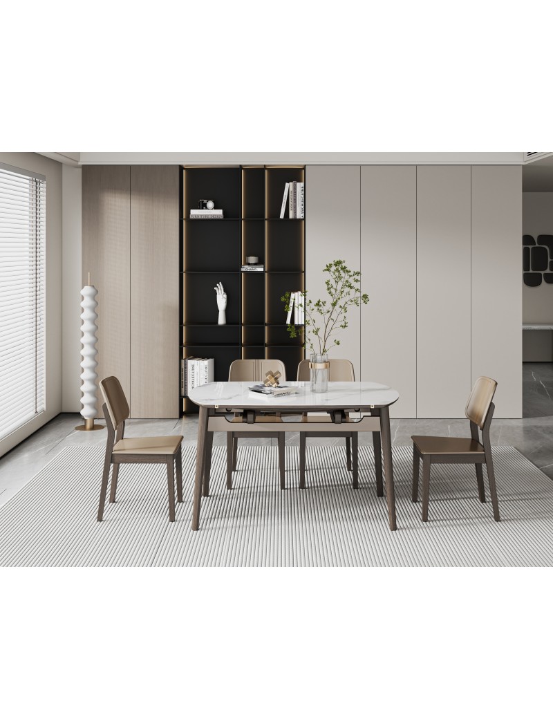 Z6666翡麗雪白微晶玻璃餐桌1.3m