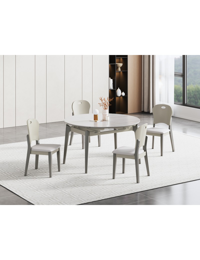 Z9906灰洞石亮光冰彩石餐桌1.3m