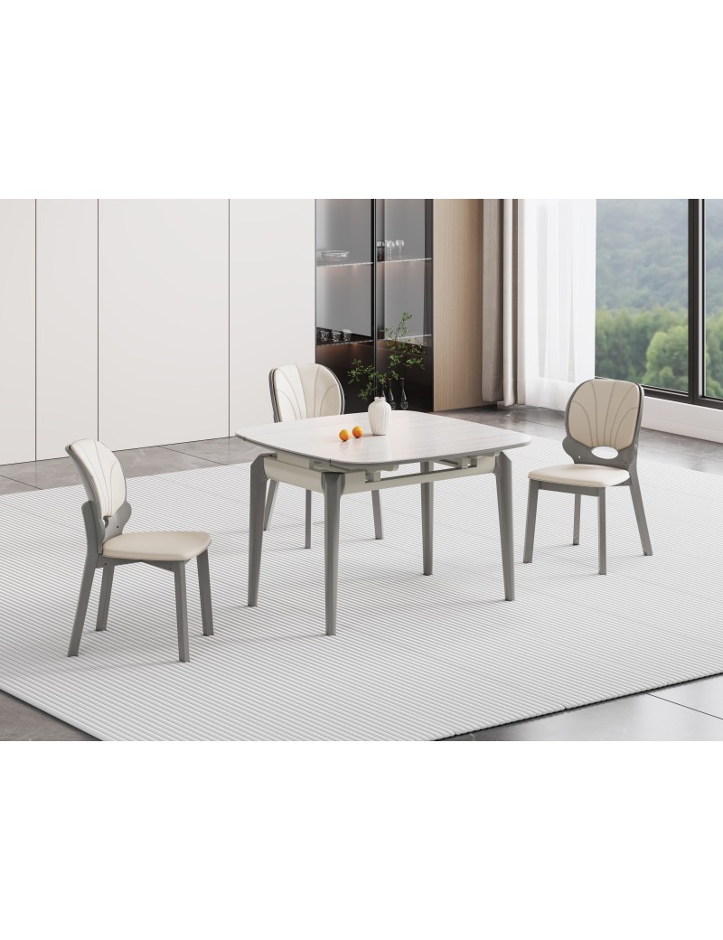 Z9909灰洞石亮光冰彩石餐桌1.1m