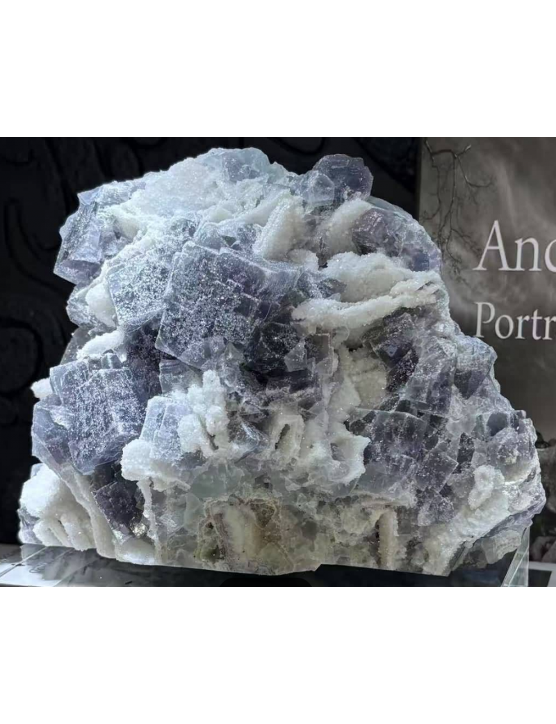 紫螢石糖霜水晶共生石原礦