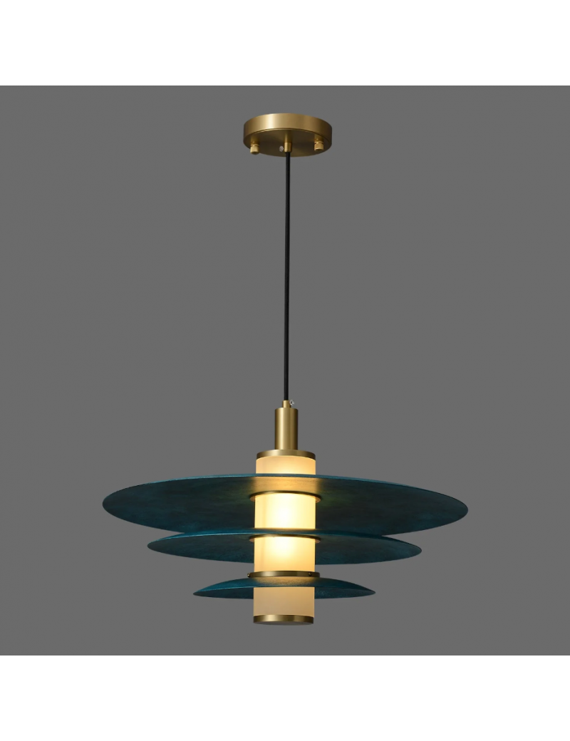 深藍圓盤吊燈