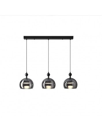 現代煙灰玻璃吊燈(三燈)