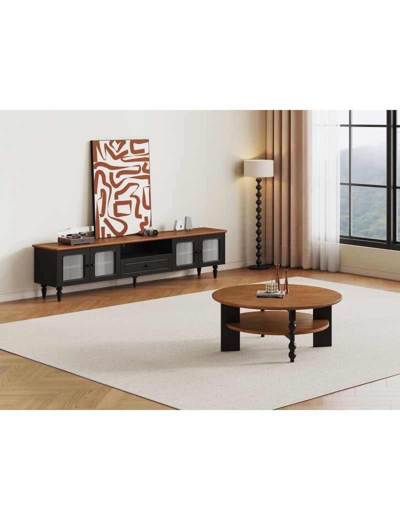 DBB111實木電視櫃2m/實木圓茶几