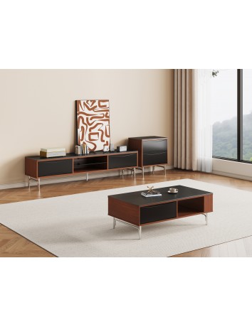 DBB112霧面純黑岩板電視櫃1.8m/茶几1.3m/二斗櫃     DBB112霧面純黑岩板電視櫃1.8m/茶几1.3m/二斗櫃