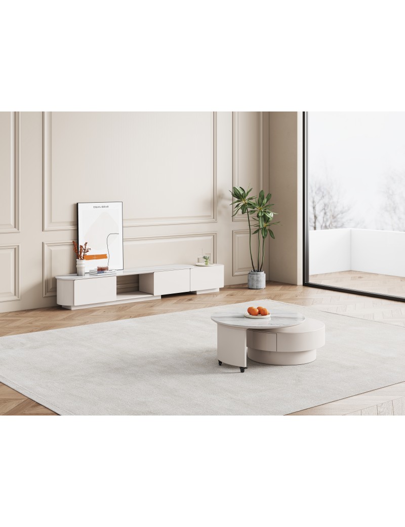 DBB117凡爾賽奈米石功能電視櫃2m/旋轉茶几