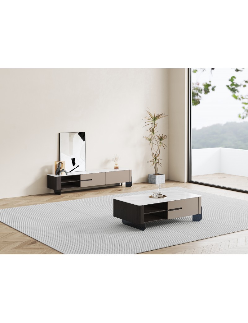 DBB119風花雪月奈米石電視櫃2m/茶几1.3m