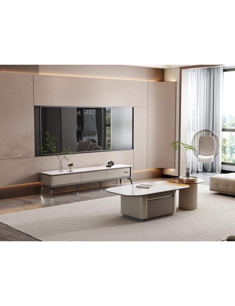 DBB123翡麗雪白微晶電視櫃/茶几