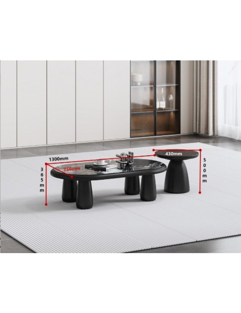 DBB126亮光黑珊瑚冰彩石茶几1.3m/邊几  