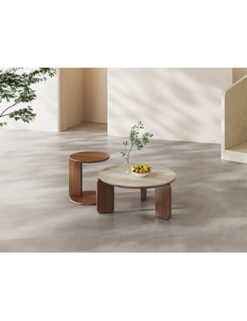 DBB132白洞石岩板圓茶几/邊几 DBB132白洞石岩板圓茶几/邊几