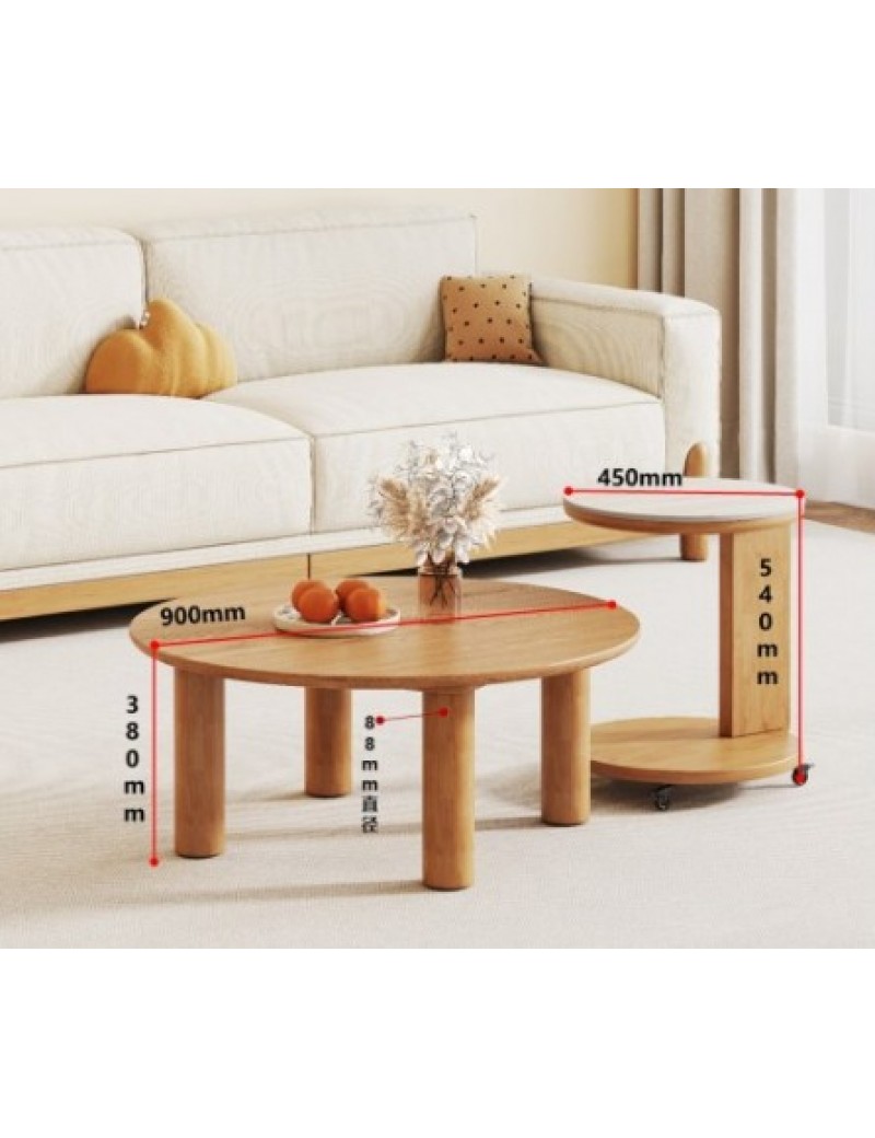 DBB84實木圓茶几/移動邊几