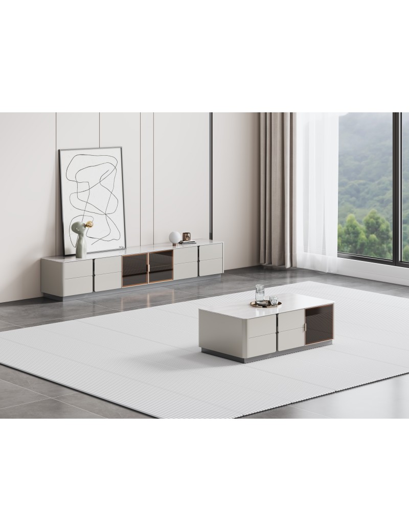 DBB96冰彩石電視櫃2.4m/茶几1.4m